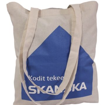 Ekokassi, luonnonvalkoinen, n. 38 x 42 cm, pitkät hihnat, vahvuuspaino n. 140 g/m2