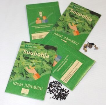 Siemenpussi 63 x 98 mm, 4-väripainatuksella, ruohosta valmistettua kartonkia, valmistettu Saksassa